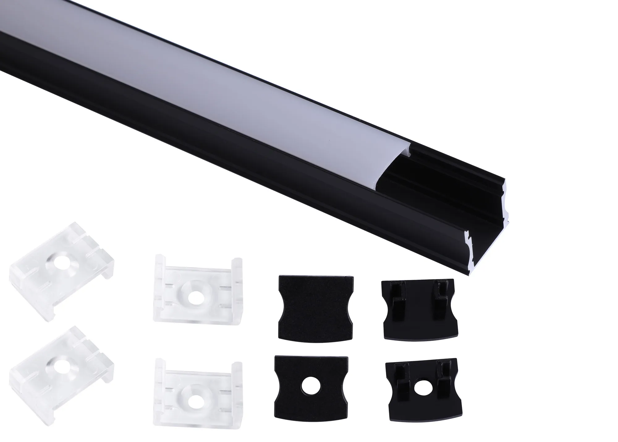 Tiras 2m, 17 x 15.3mm Black Aluminium Profile With Diffuser And Accessories M7393  Mantra Fusion Tiras LED Profile